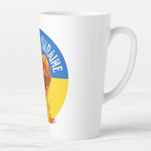 Flaming Fist Ukraine Flag Resistance Latte Mok (Rechts)