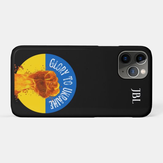 Flaming Fist Ukraine Flag Resistance Monogram Case-Mate iPhone Case (Achterkant (horizontaal))