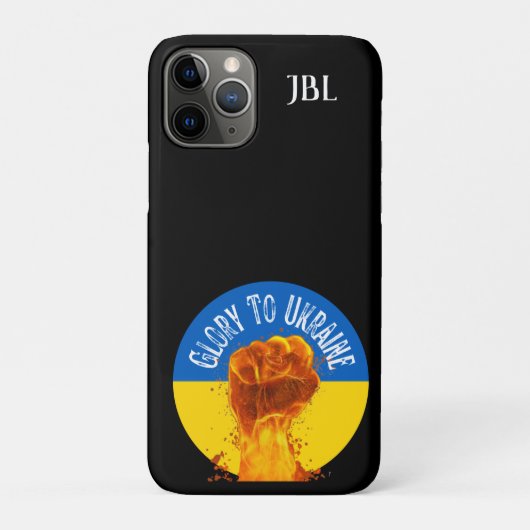 Flaming Fist Ukraine Flag Resistance Monogram Case-Mate iPhone Case (Achterkant)