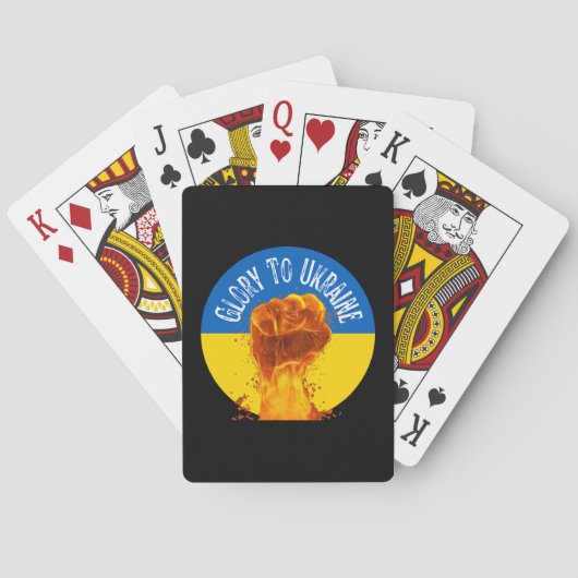 Flaming Fist Ukraine Flag Resistance Pokerkaarten (Achterkant)