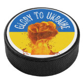 Flaming Fist Ukraine Flag Resistance Support Hockey Puck (3/4)