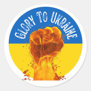 Flaming Fist Ukraine Flag Resistance Support Ronde Sticker