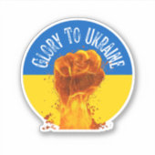 Flaming Fist Ukraine Flag Resistance Support Vinyl Sticker (Voorkant)