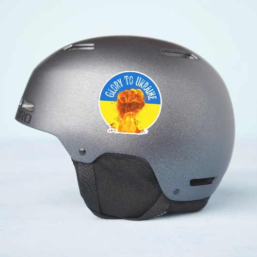 Flaming Fist Ukraine Flag Resistance Support Vinyl Sticker (Helm Zijkant)