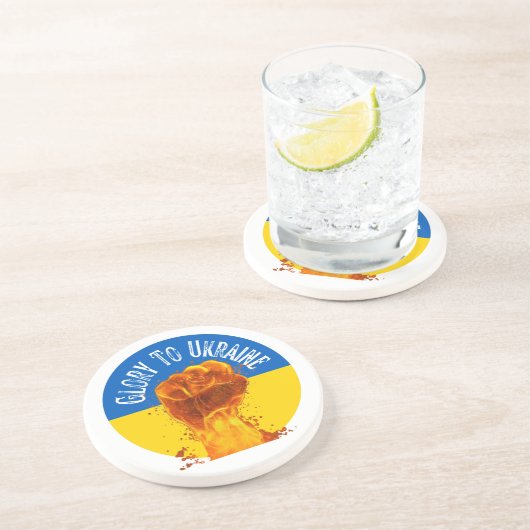 Flaming Fist Ukraine Flag Resistance Support Zandsteen Onderzetter (Zijkant)