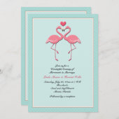 Flaming Flamingo's Lesbisch Huwelijksuitnodiging Kaart (Voorkant / Achterkant)