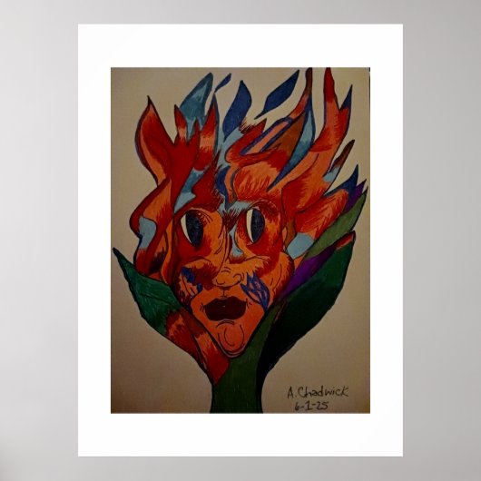 Flaming Flower Animation Art Print (Voorkant)