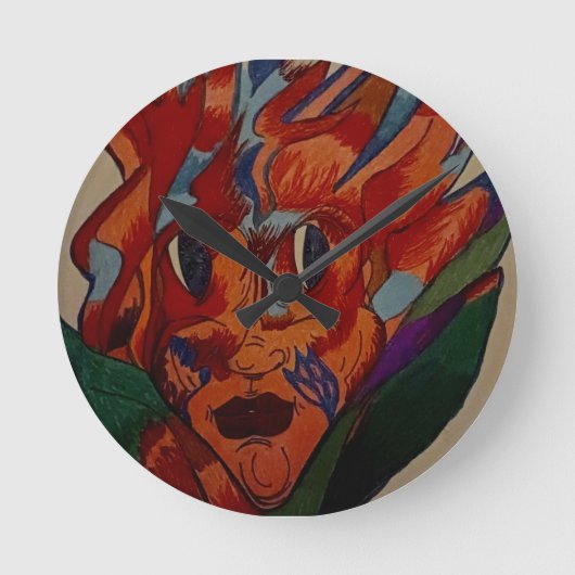 Flaming Flower Animation Wall Clock Ronde Klok (Voorkant)