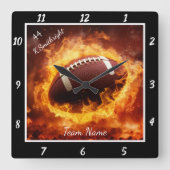Flaming Football Sports Vierkante Klok (Voorkant)