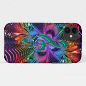 Flaming Fractal Music Treble Clef Hoesje voor iPho (Achterkant (horizontaal))