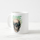 Flaming Gamer Skull – Retro Gaming Power Koffiemok (Voorkant links)