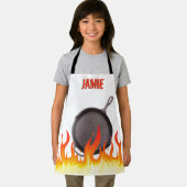 Flaming gietijzeren koekenpan gepersonaliseerd schort (Insitu)