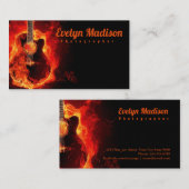 Flaming gitaar digitaal visitekaartje (Voorkant / Achterkant)