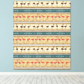 Flaming Go Lover Cft, Cute Flamingo patroon Cft Canvas Afdruk (Insitu (Houten vloer))