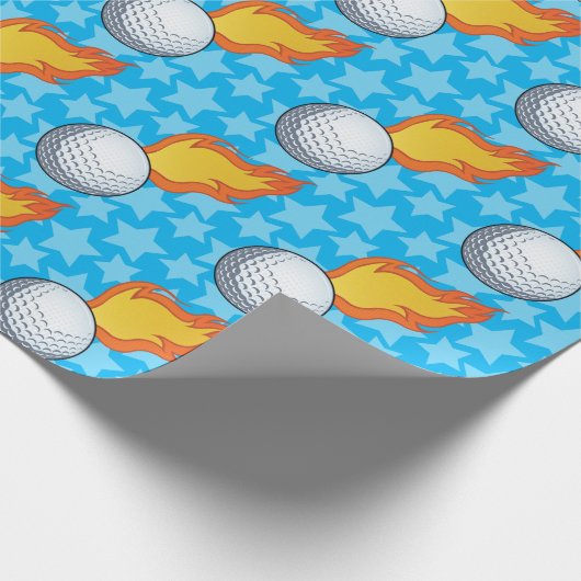 Flaming Golf Ball Cadeaupapier (Hoek)