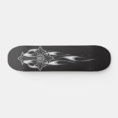 Flaming Goth Skull Cross Skateboard (Horizontaal)