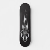 Flaming Goth Skull Cross Skateboard (Voorkant)