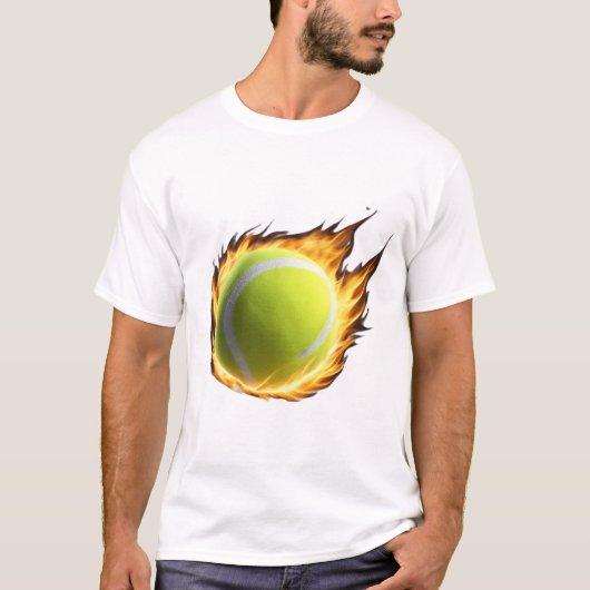 Flaming Green Tennis Ball Cool Design T-shirt (Voorkant)