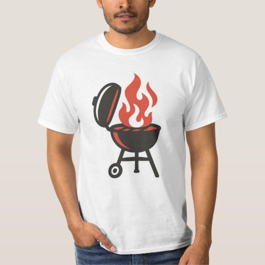 Flaming Grill BBQ Master Design T-shirt (Voorkant)