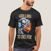 Flaming Grilling Skelet T-shirt (Voorkant)