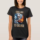 Flaming Grilling Skelet T-shirt (Voorkant)