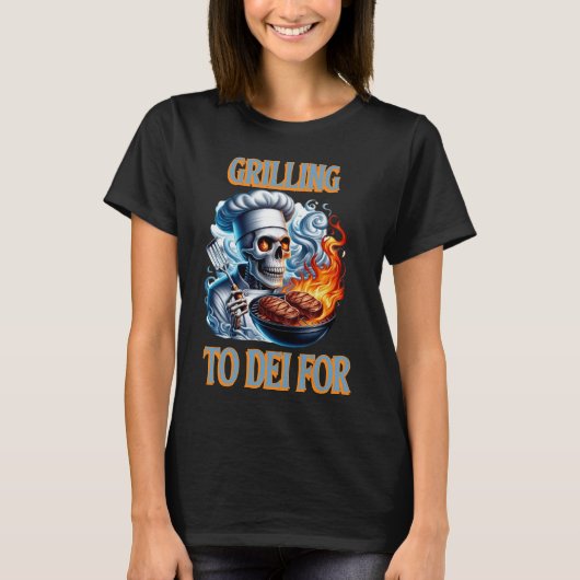 Flaming Grilling Skelet T-shirt (Voorkant)
