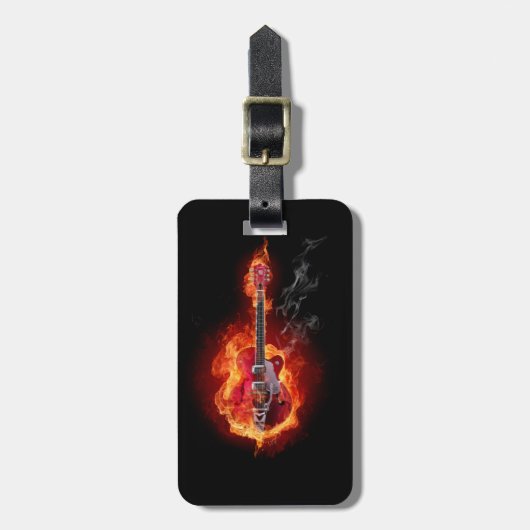 Flaming Guitar Bagagelabel (Voorkant verticaal)