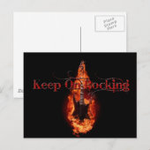 Flaming Guitar Briefkaart (Voorkant / Achterkant)