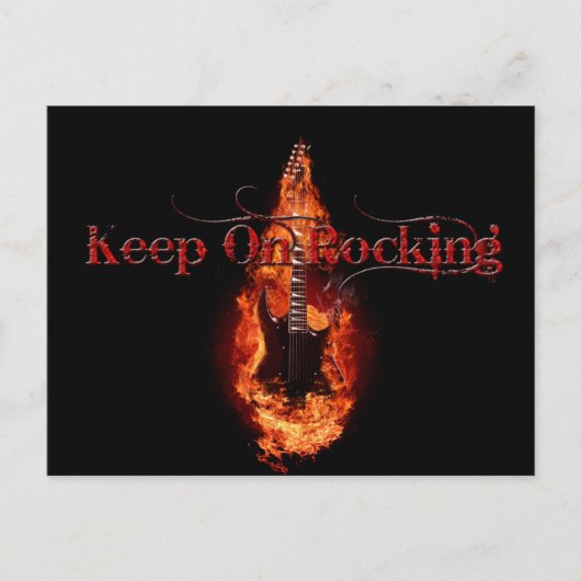 Flaming Guitar Briefkaart (Voorkant)