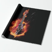 Flaming Guitar Cadeaupapier (Uitgerold)