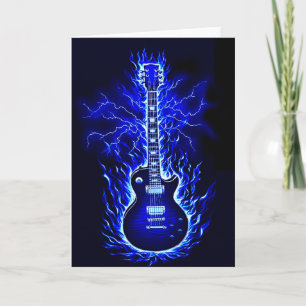 Flaming Guitar Card Kaart