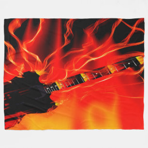 Flaming Guitar Fleece Deken