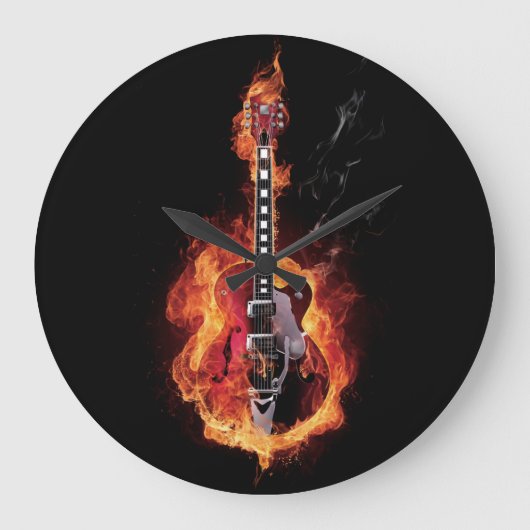 Flaming Guitar Grote Klok (Voorkant)