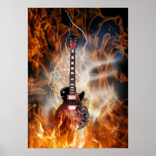 Flaming Guitar Poster (Voorkant)