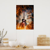 Flaming Guitar Poster (Keuken)