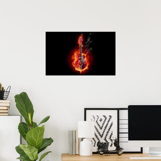 Flaming Guitar Poster (Thuiskantoor)