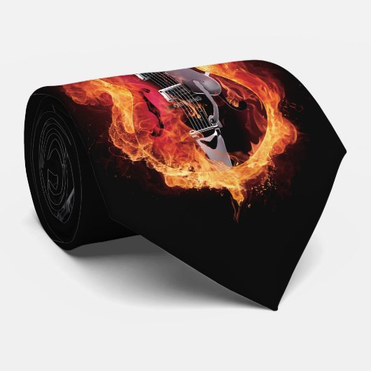 Flaming Guitar Stropdas (Opgerold)