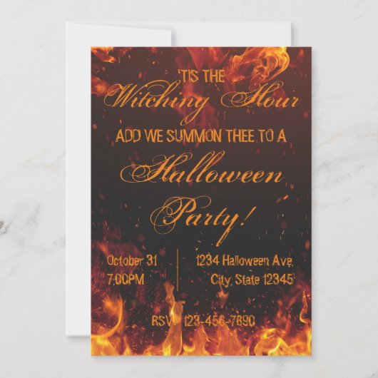 Flaming Halloween Party Invitation Kaart (Voorkant)