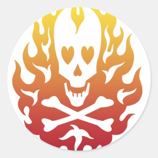 Flaming hart schedel Stickers (Voorkant)
