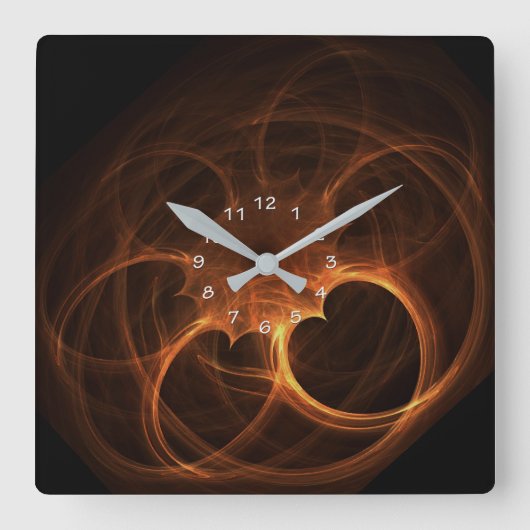 Flaming Heart Coil Vierkante Klok (Voorkant)