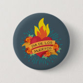 Flaming Heart Dia de los Muertos | Button (Voorkant)