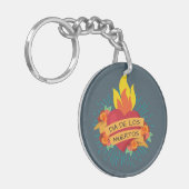 Flaming Heart Dia de los Muertos | Button Sleutelh Sleutelhanger (Voorkant Links)
