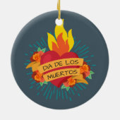 Flaming Heart Dia de los Muertos | Keramische orna Keramisch Ornament (Achterkant)