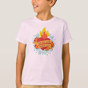 Flaming Heart Dia de los Muertos Shirt Sleeve