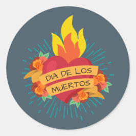 Flaming Heart Dia de los Muertos | Sticker