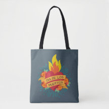 Flaming Heart Dia de los Muertos | Tote bag