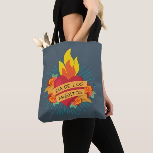 Flaming Heart Dia de los Muertos | Tote bag (Dichtbij)