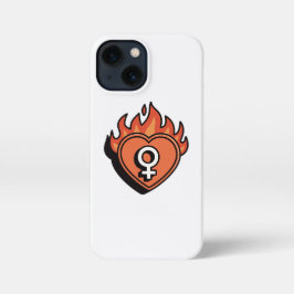 Flaming Heart Feminist Symbol iPhone 13 Mini Case Hoesje