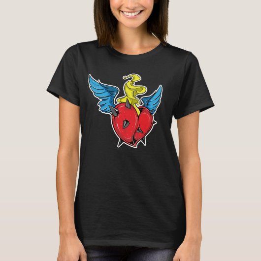 Flaming Heart Illustratie T-shirt (Voorkant)