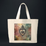 Flaming Heart Jumbo Tote Bag<br><div class="desc">The symbolism of the flaming heart with all-seeing eye often represents divine love and compassion. This artwork was made by artist Deborah K using AI.</div>
